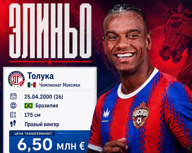 ЦСКА согласовал переход Элиньо из «Толуки» за 10,4 млн евро