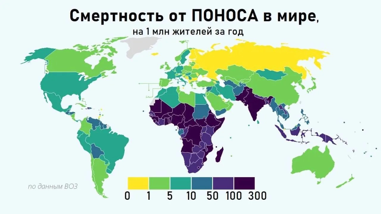 Россияне меньше всех в мире умирают от поноса