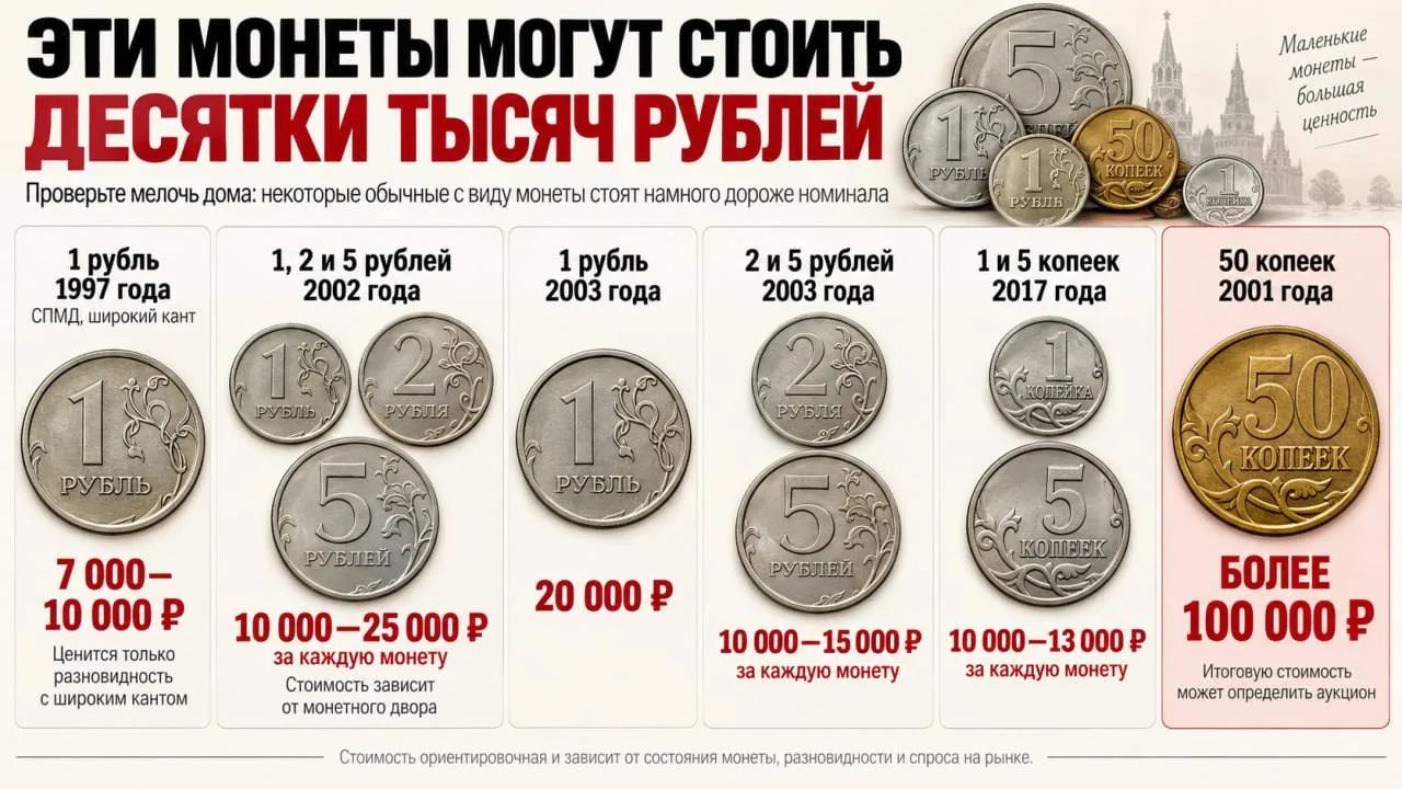 Пятирублёвая монета 1999 года может принести владельцу до 600 000₽